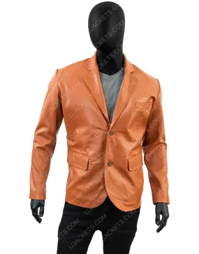 Men's Blazer Overcoat Jacket | Orange Genuine Leather Jacket For Men